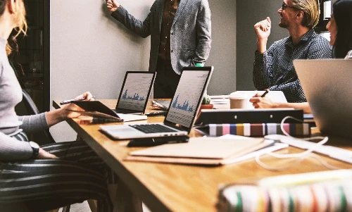 Team collaboration in modern office