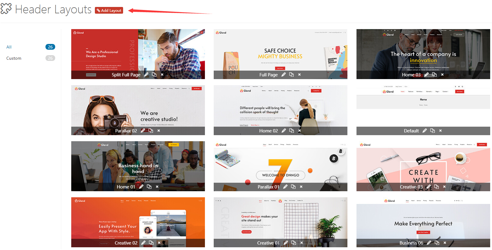 Header Layout List