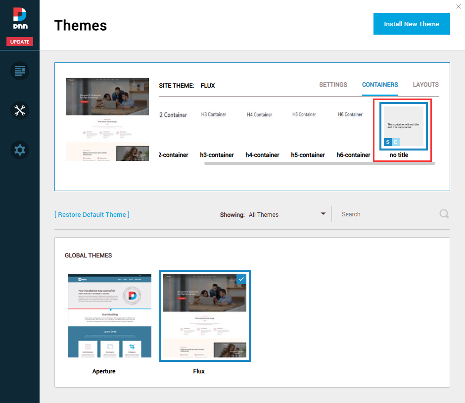 Set Site Container and Edit Container