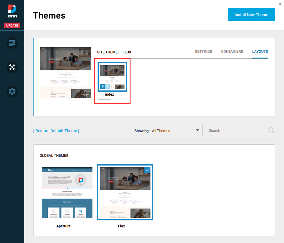 Set Site Theme and Edit Theme