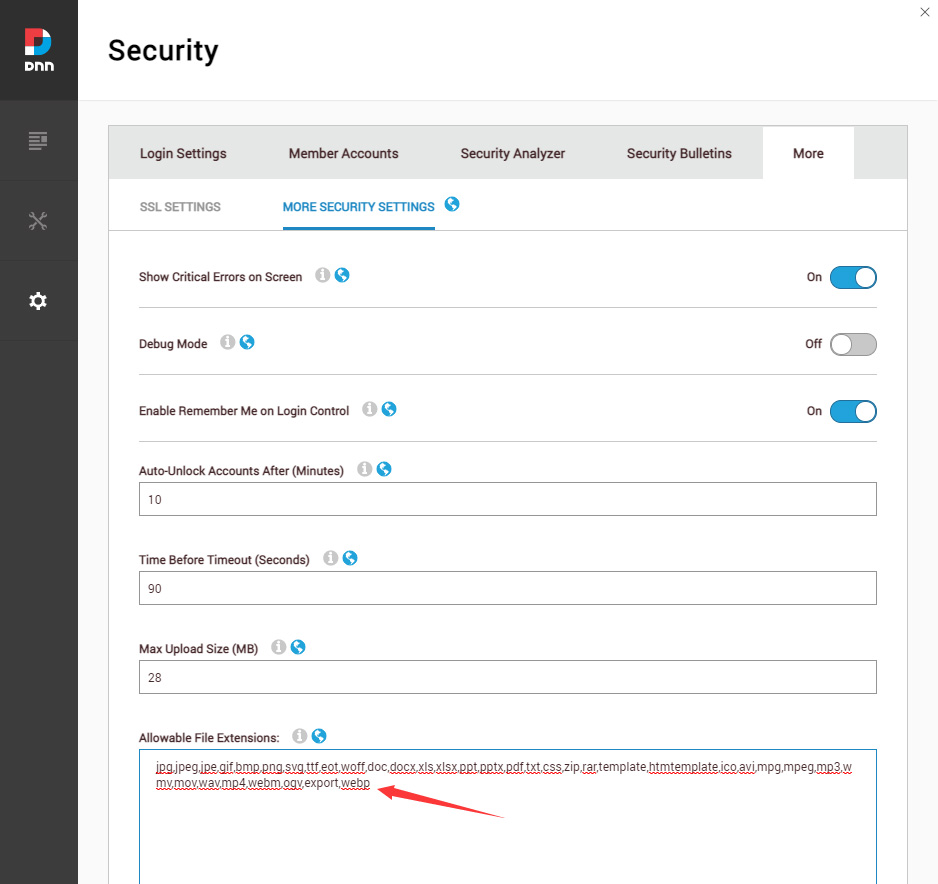 Add webp to Allowable File Extensions